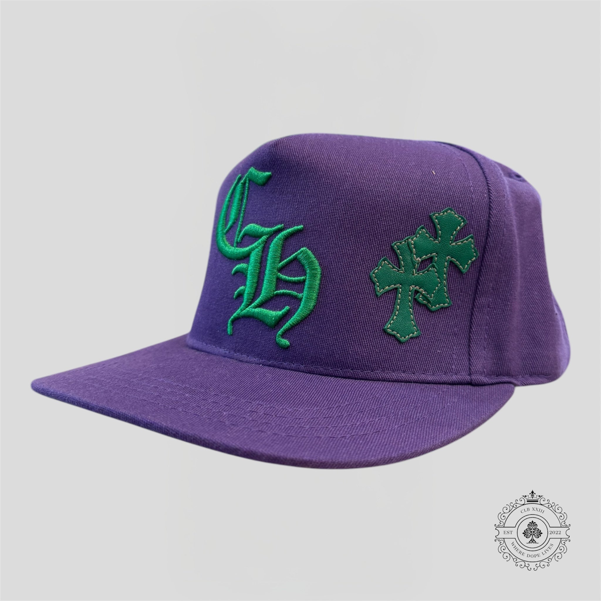 Casquette Chrome Hearts à patchs croisés violette / verte