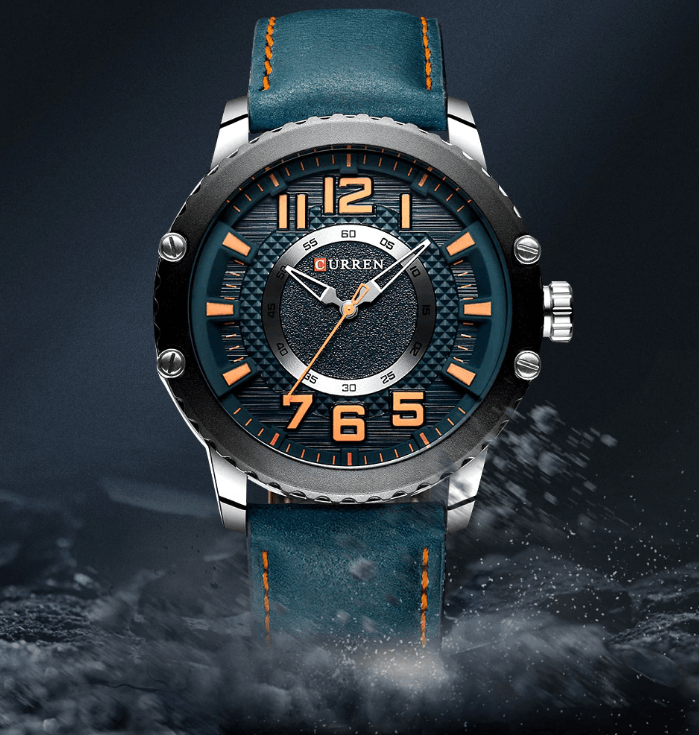 Montre Sport Étanche Homme Avec Bracelets en Cuir et Grands Chiffres Détails Design Unique Cadeau Parfait