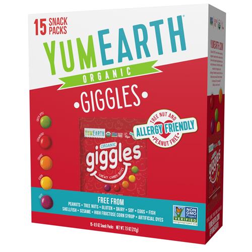 Bonbons Chewy Yumearth Organic Giggles – Hypoallergéniques, Sans Colorants Artificiels, Sans OGM, Sans Gluten, Goût Fruité, Bonbons Vegans Sans Arômes Artificiels, 0.5 Oz (Boîte De 15) ?