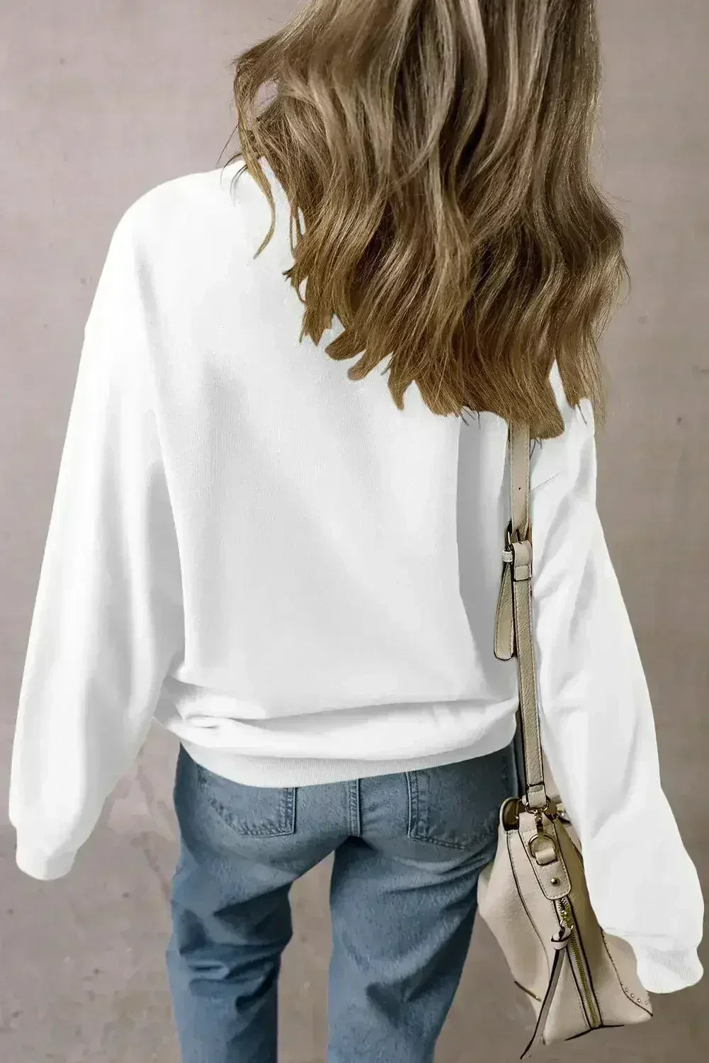 Sweat-shirt pull en chenille blanche à motif rugby et football pour les jours de match