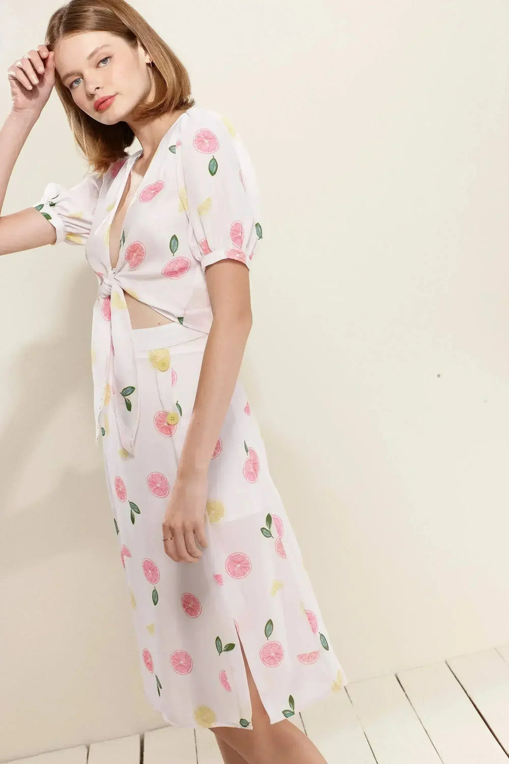 Jupe midi boutonnée couleur Fruit Punch