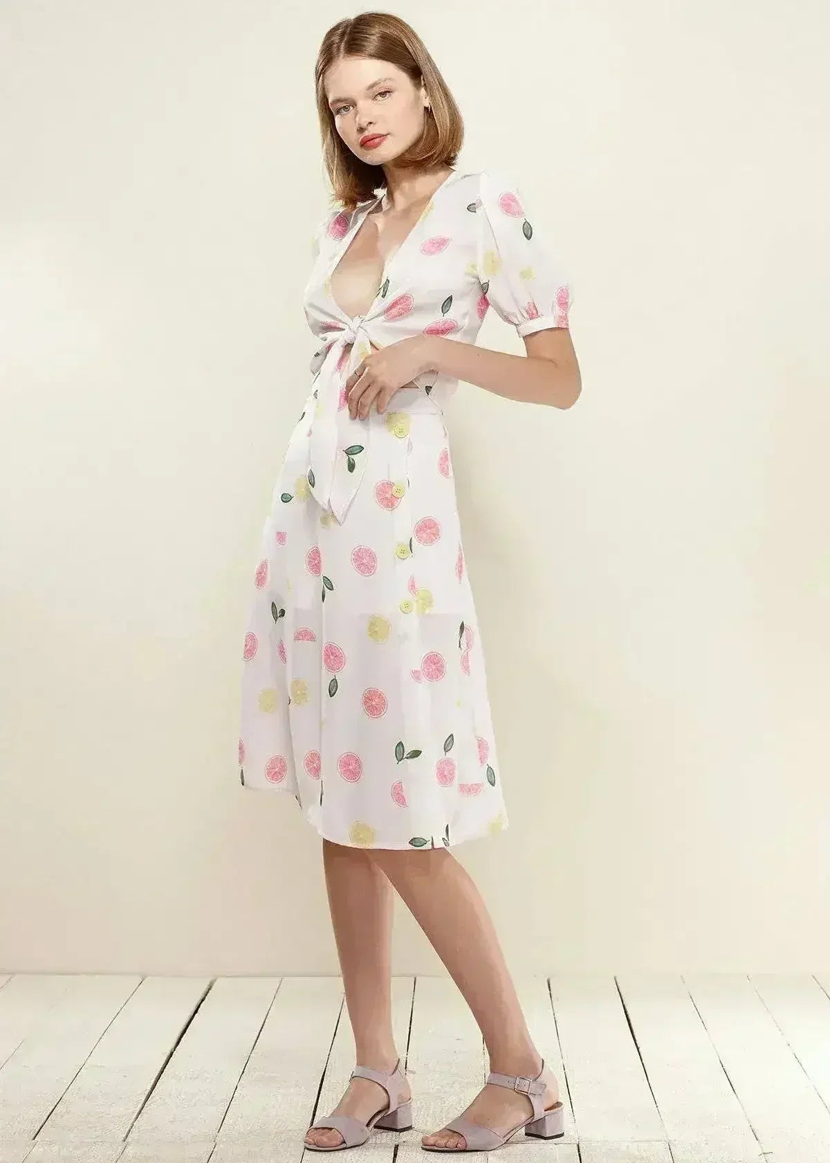 Jupe midi boutonnée couleur Fruit Punch