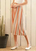 Jupe midi boutonnée à rayures multiples pour femme, coloris rouille multicolore