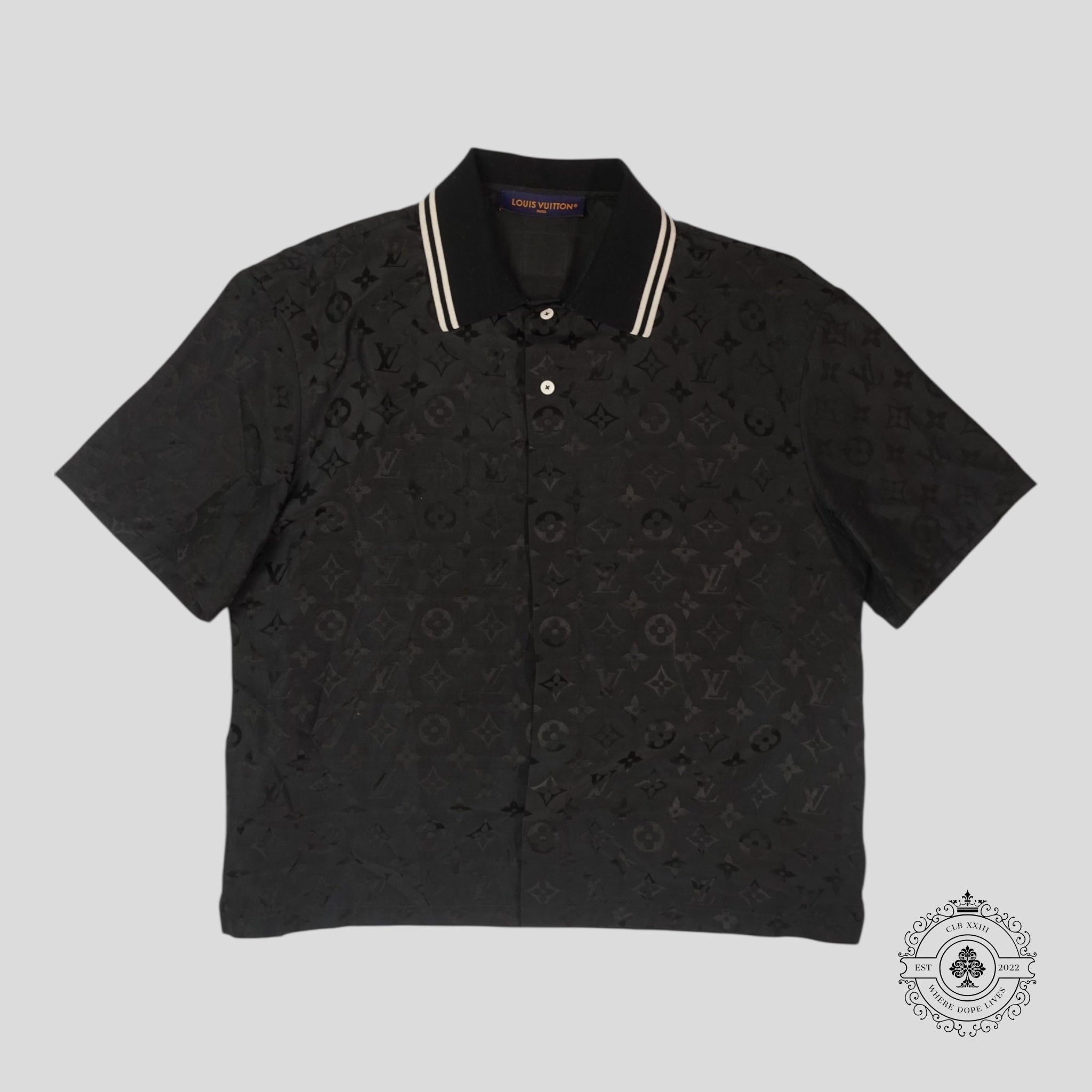 Chemise en soie jacquard Monogram Moiré noire Louis Vuitton