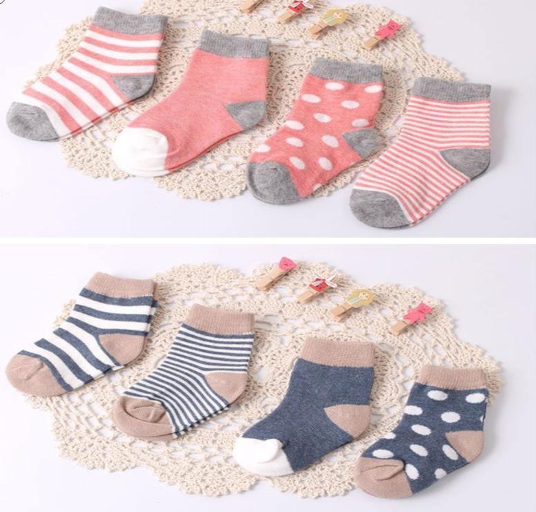 4 PAIRES/LOT de chaussettes en coton modernes pour bébés et enfants, printemps/automne, hiver, nouveau-né, nourrisson, chaussettes antidérapantes pour enfants