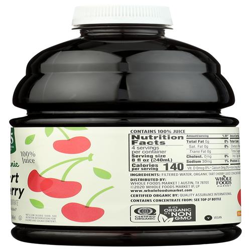 Jus de cerises acides biologiques Whole Foods Market, sans sucre ajouté, 946 ml