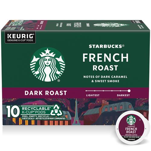 Dosettes de café Starbucks K-Cup, café torréfié foncé, torréfaction française, 100 % Arabica, 1 boîte (10 dosettes)