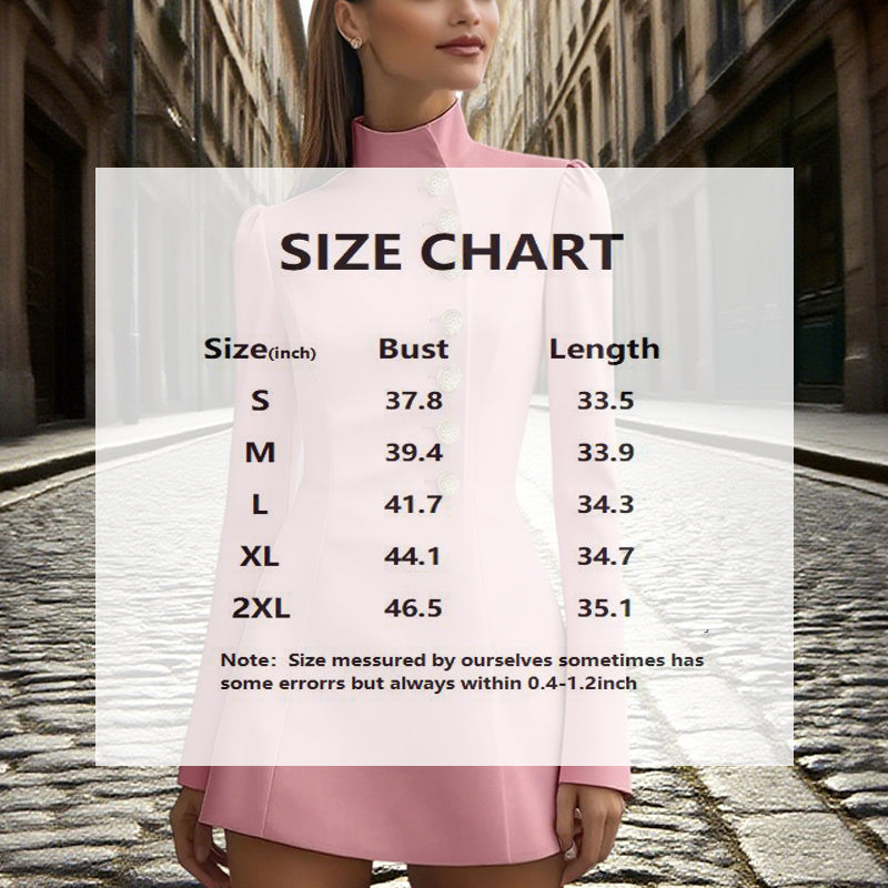 Robe blazer à col montant pour femme – Tenue courte et habillée coupe slim