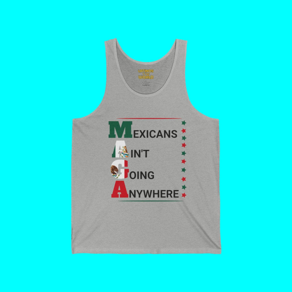 Débardeur Mexicans Ain't Going Anywhere V2 | Coton léger | T-shirts humoristiques latinos pour le 4 juillet aux États-Unis