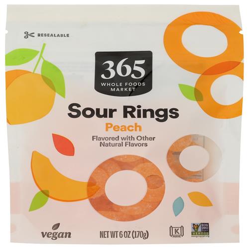 Whole Foods Market, Anneaux Gélifiés, Pêche, 6 Onces