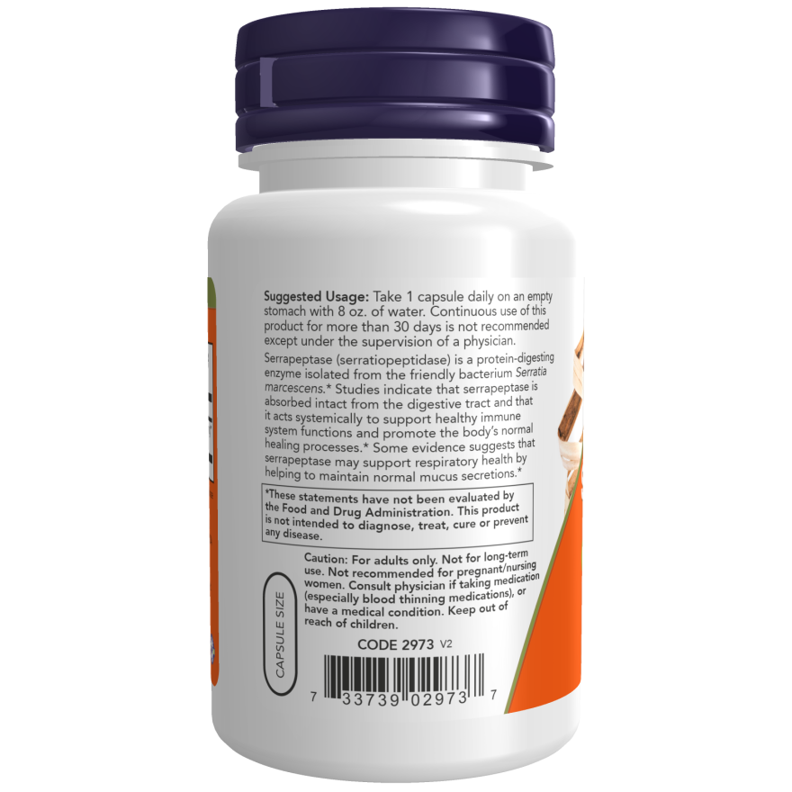 Now Foods Serrapeptase 60 gélules végétales - 2973