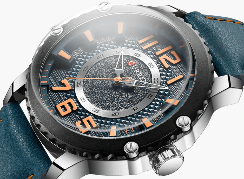Montre Sport Étanche Homme Avec Bracelets en Cuir et Grands Chiffres Détails Design Unique Cadeau Parfait
