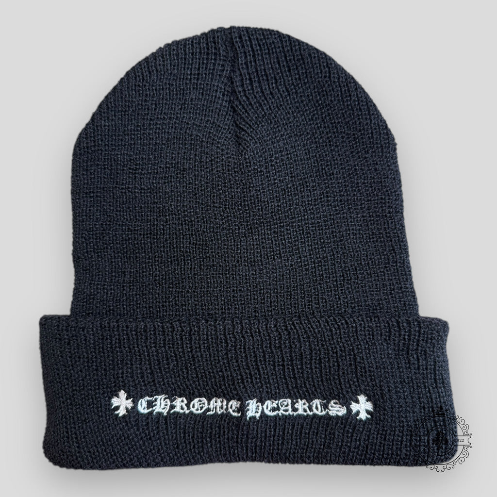 Bonnet en laine Chrome Hearts noir et blanc