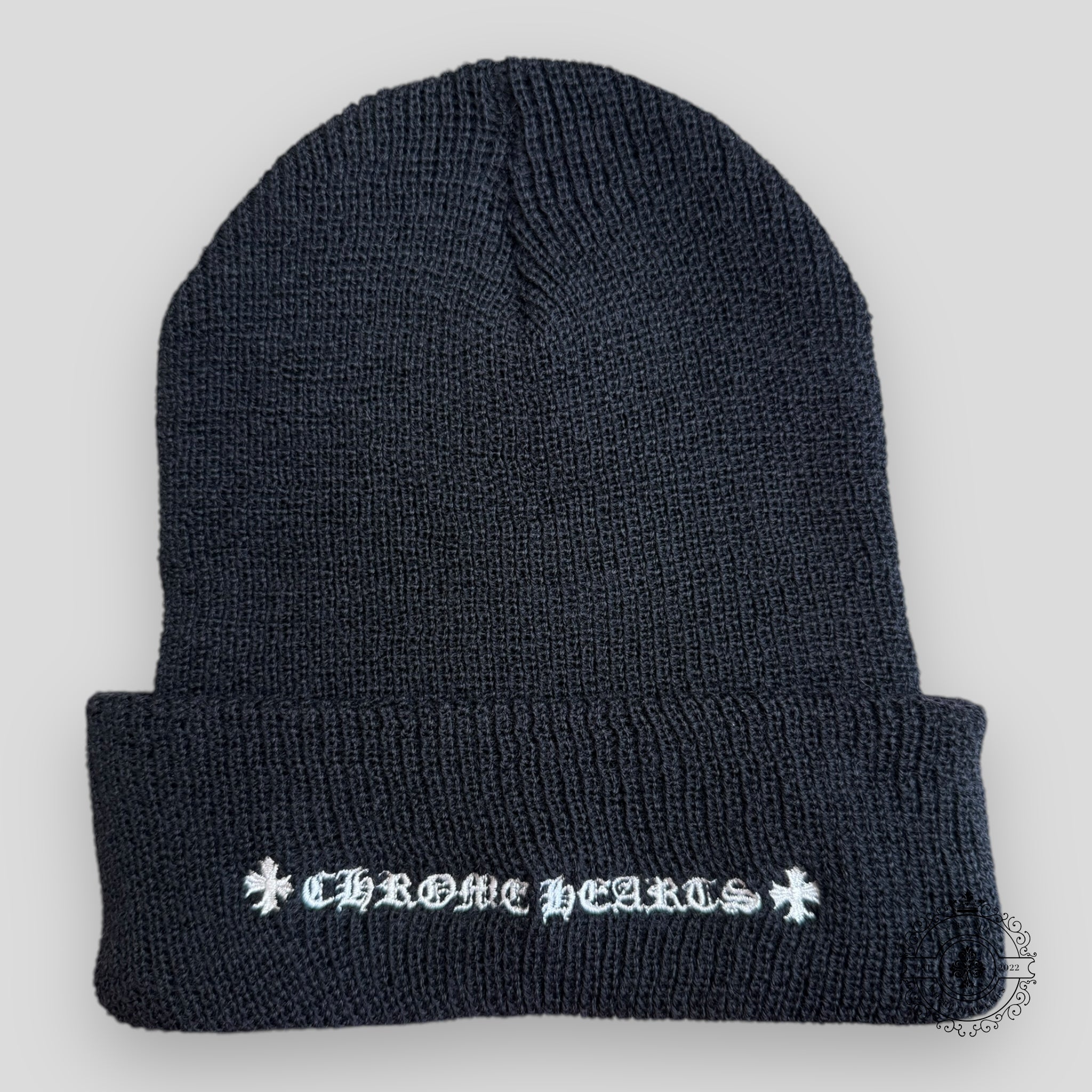 Bonnet en laine Chrome Hearts noir et blanc