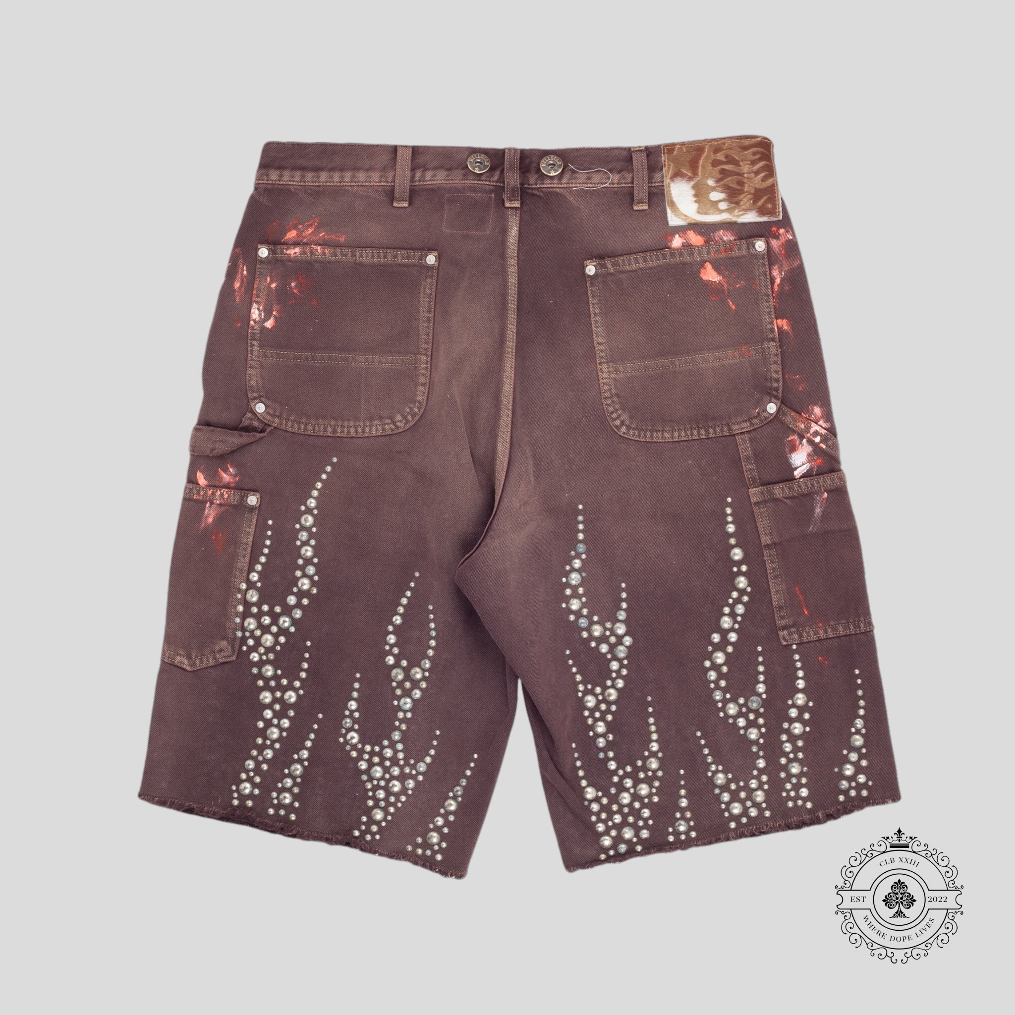Shorts en jean cloutés Hellstar marron