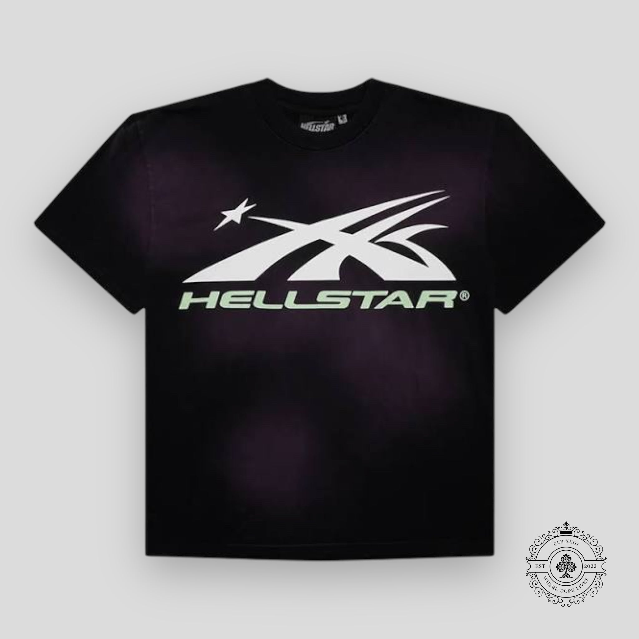 T-shirt Hellstar Sports à logo lumineux phosphorescent violet