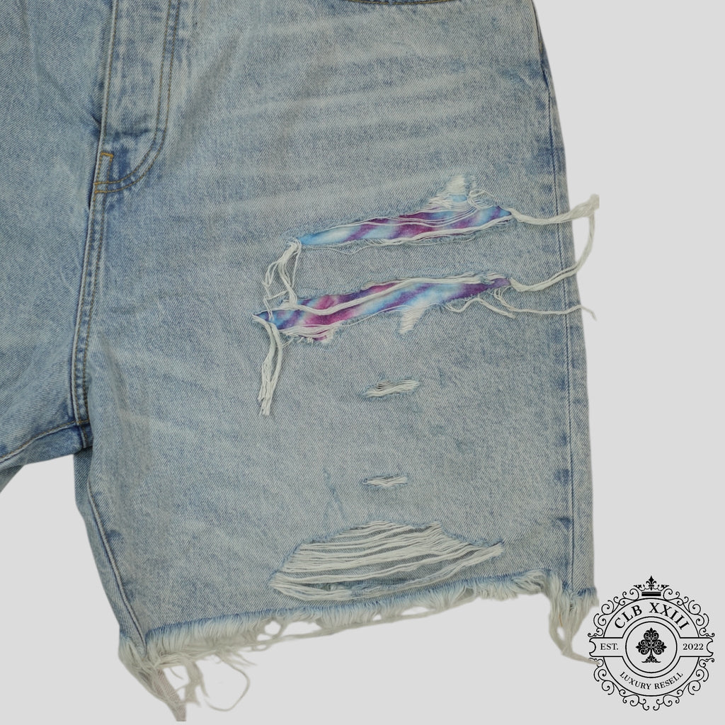 Shorts en jean Amiri Tie Dye Thrasher délavage clair