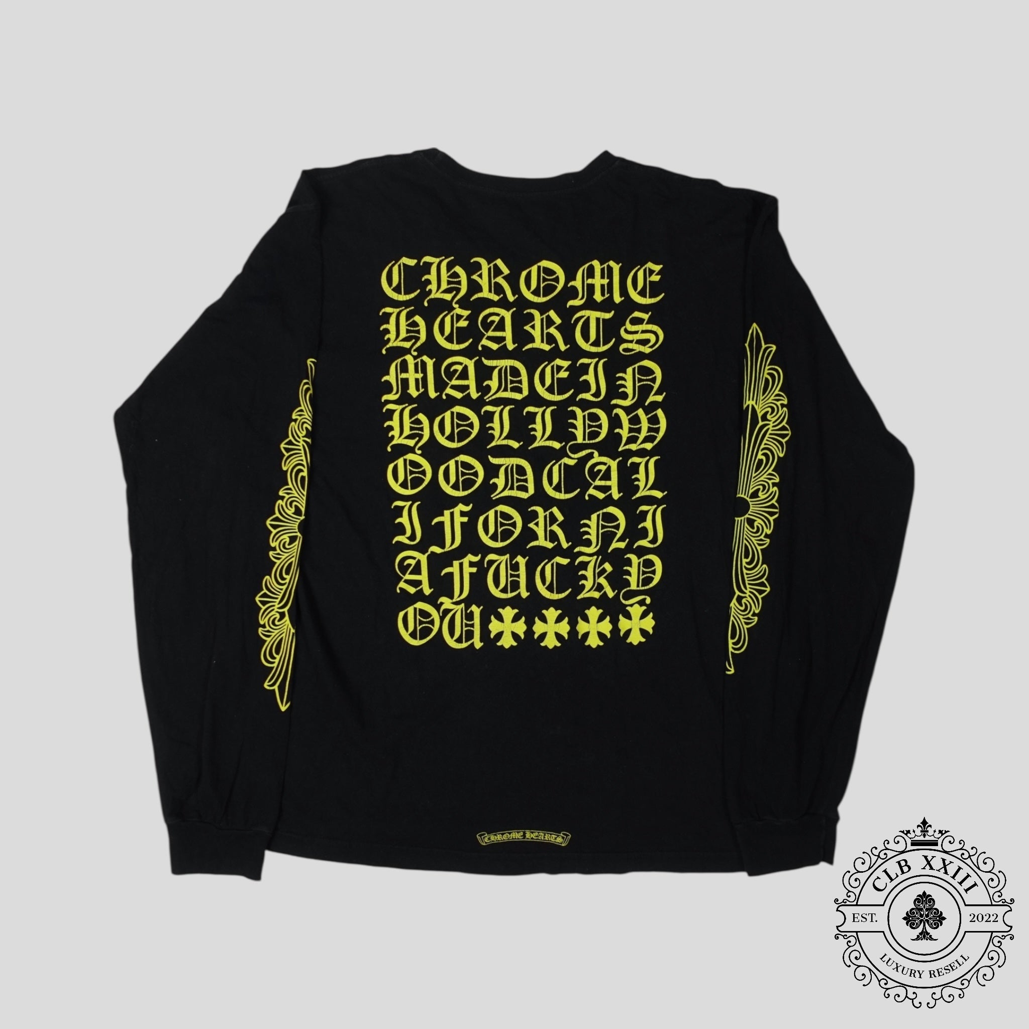 T-shirt manches longues Chrome Hearts Eyechart noir/vert néon