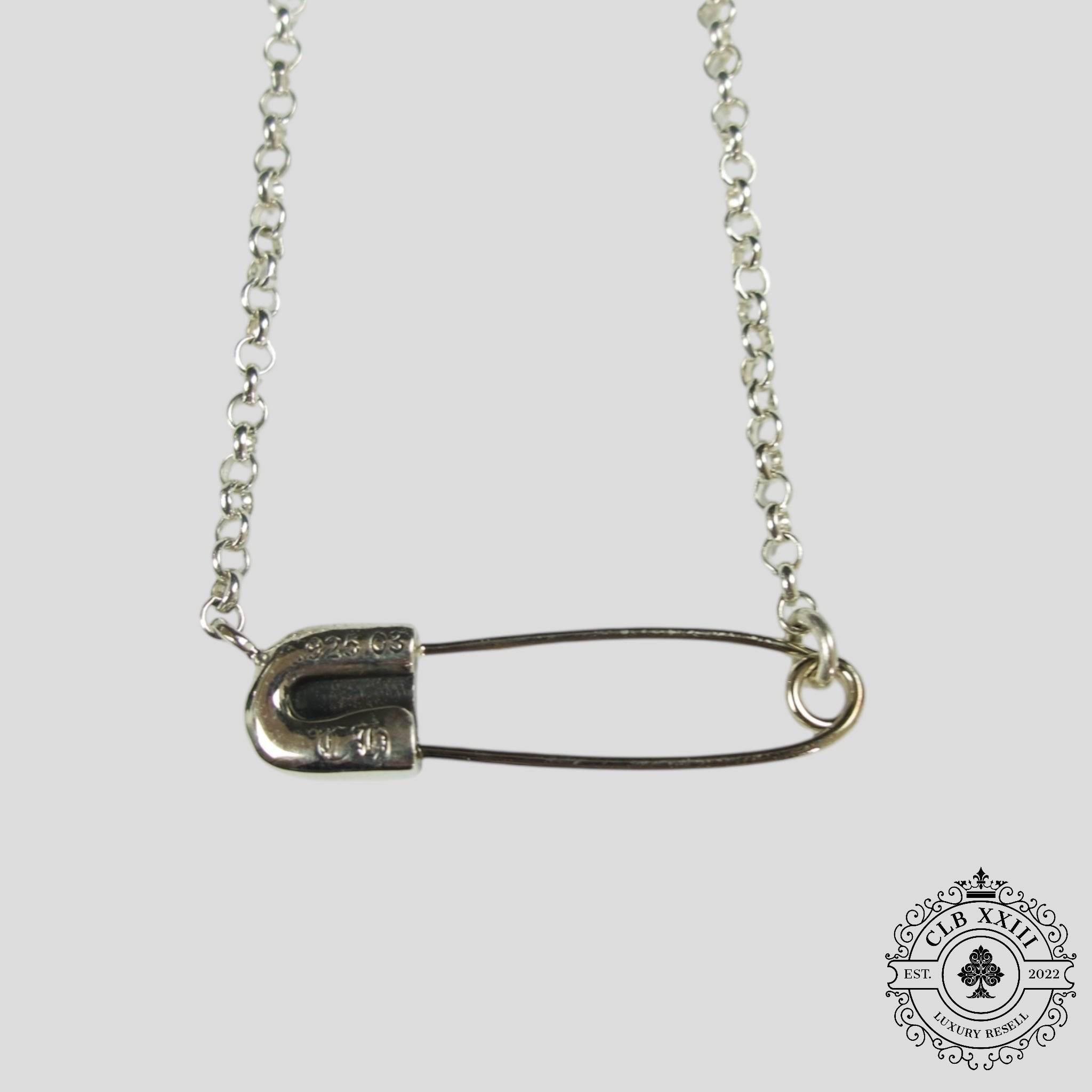 Collier trombone Chrome Hearts avec diamants en argent