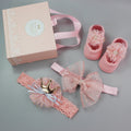 Ensemble Bandeau Chaussettes Chaussures Bébé Fille Fleur Avec Couronne Nœuds Bandeaux Nouveau-né Pour Filles Turban Accessoires Cheveux Bébé