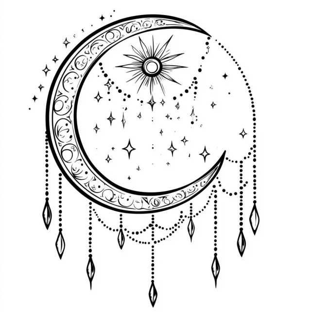 Livre de coloriage Lune Bohème – Téléchargement instantané de 52 pages