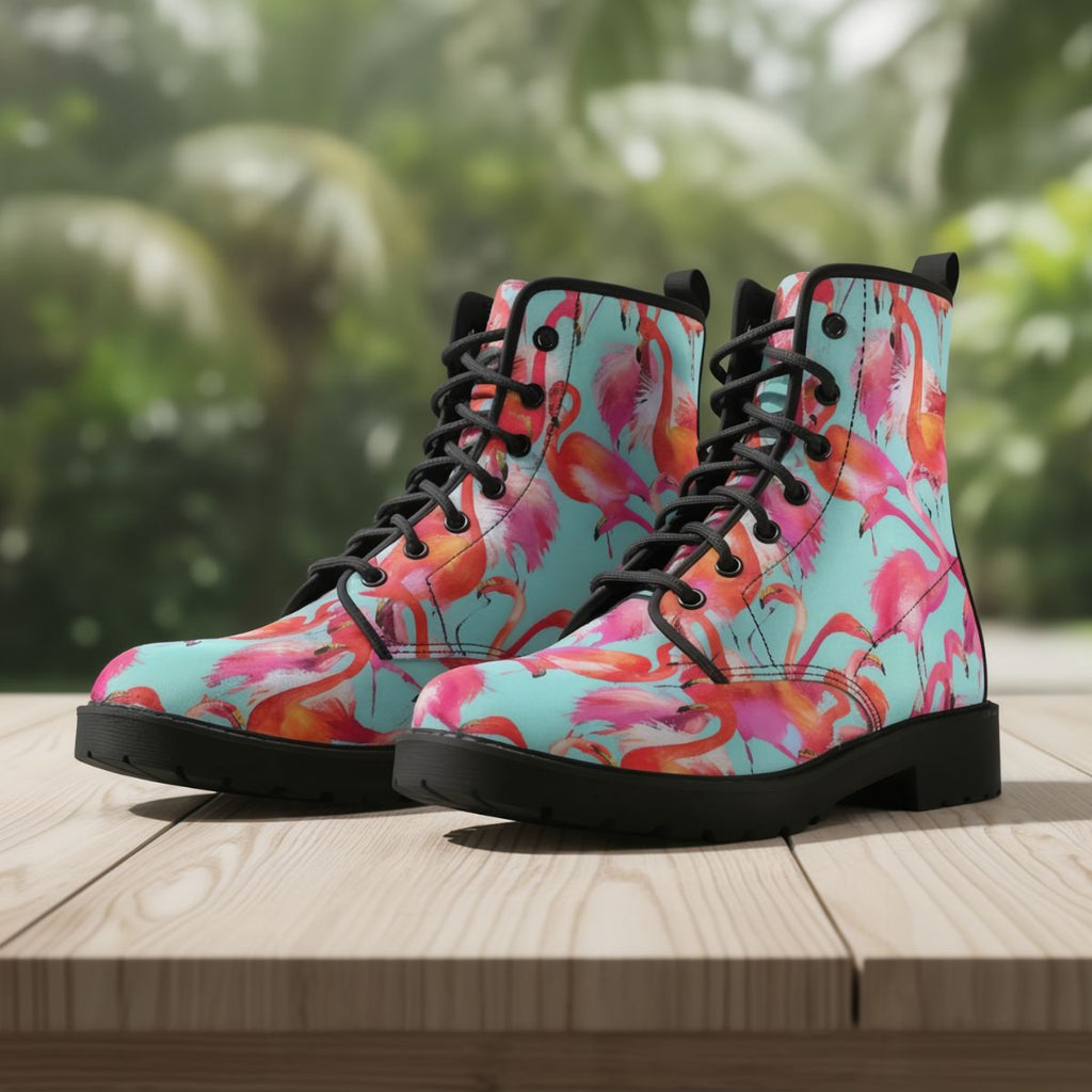 Bottes en cuir Flamant rose