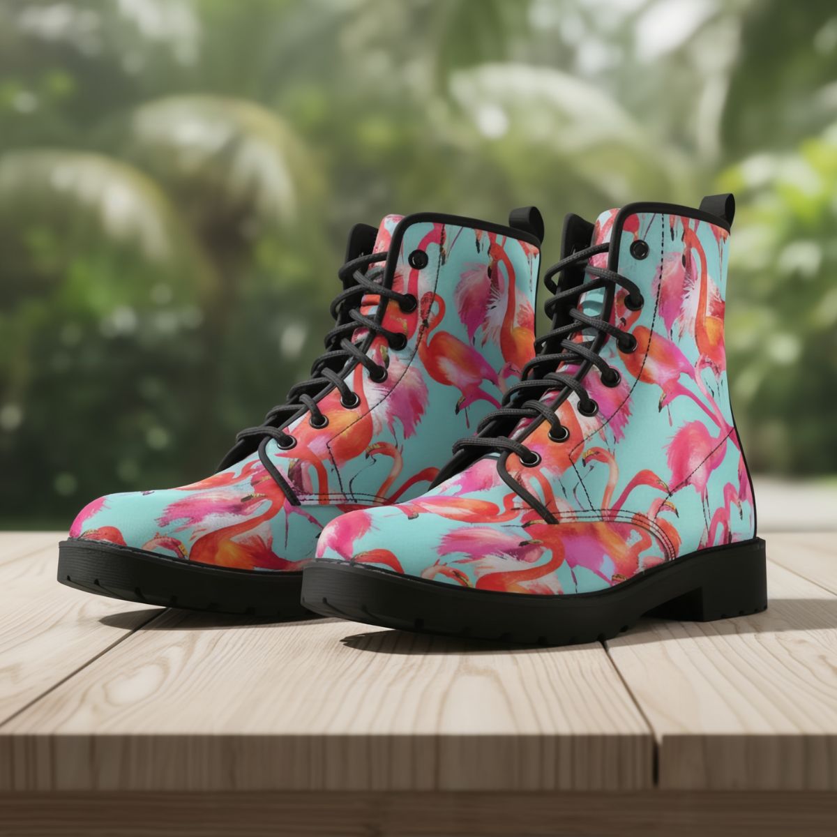 Bottes en cuir Flamant rose