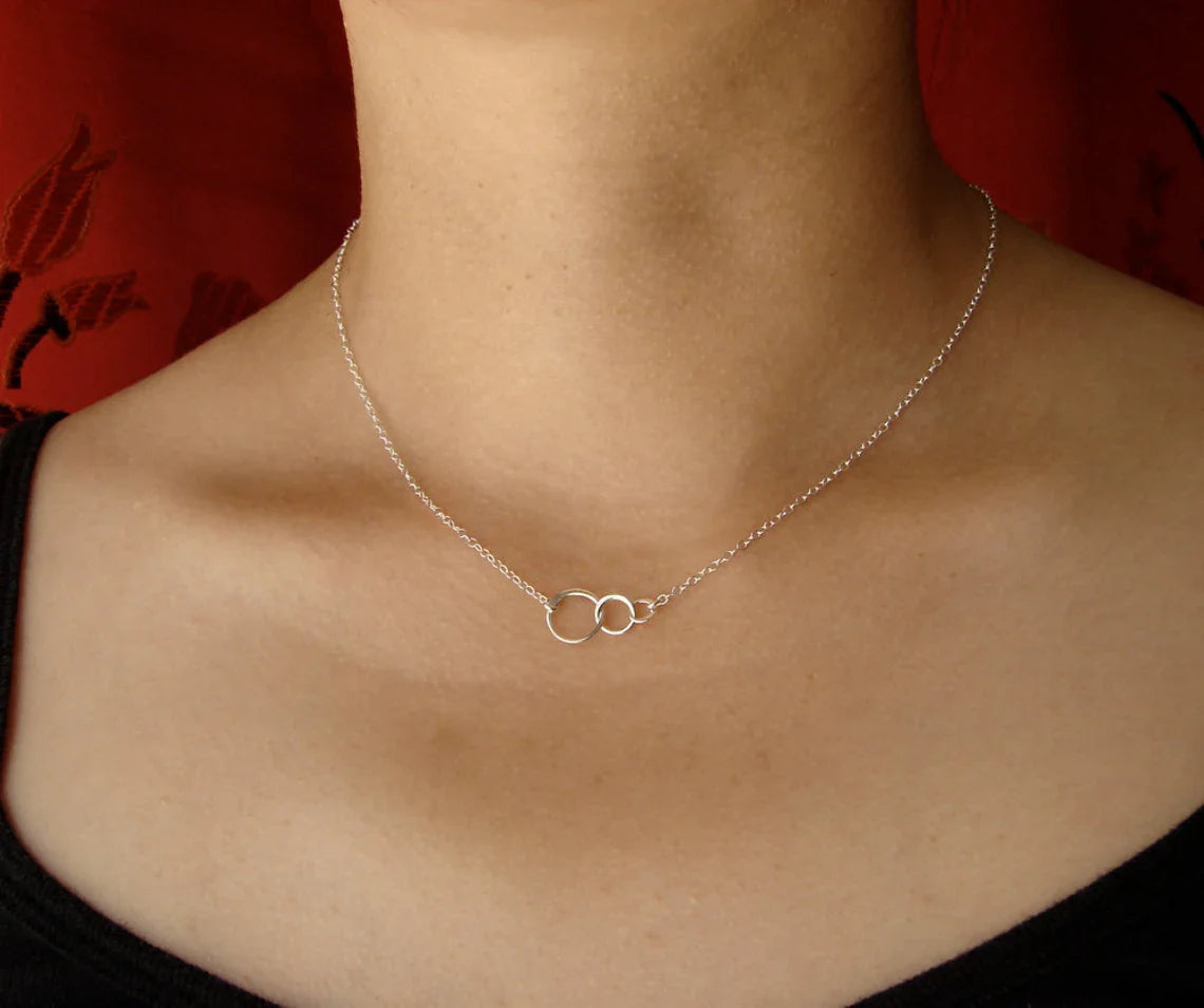 Sterling Silver Three Circle Necklace – 18" Chain