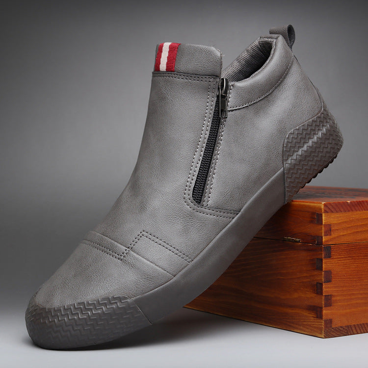 Bottes décontractées d'hiver chaudes pour homme, bottes de neige tendance, chaussures d'extérieur, baskets noires, chaussures de travail d'extérieur en cuir doublées chaudes antidérapantes pour homme