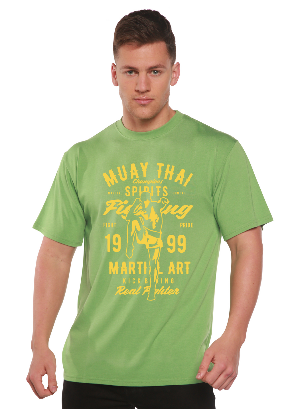 T-shirt graphique à manches courtes en viscose de bambou/coton biologique pour homme Muay Thai Spun Bamboo®