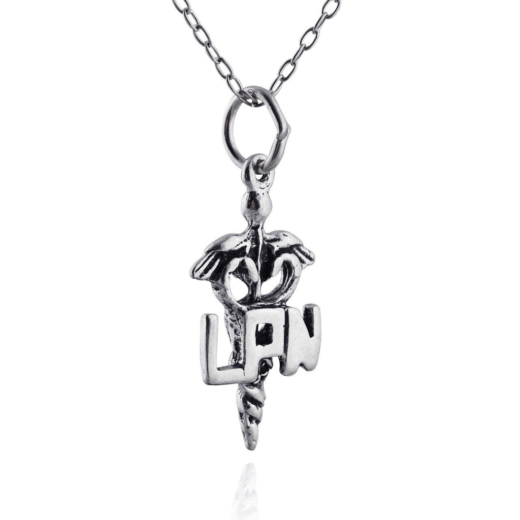 Collier Caducée IDE – Pendentif en argent sterling symbole médical sur chaîne de 40 cm