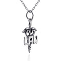 Collier Caducée IDE – Pendentif en argent sterling symbole médical sur chaîne de 40 cm
