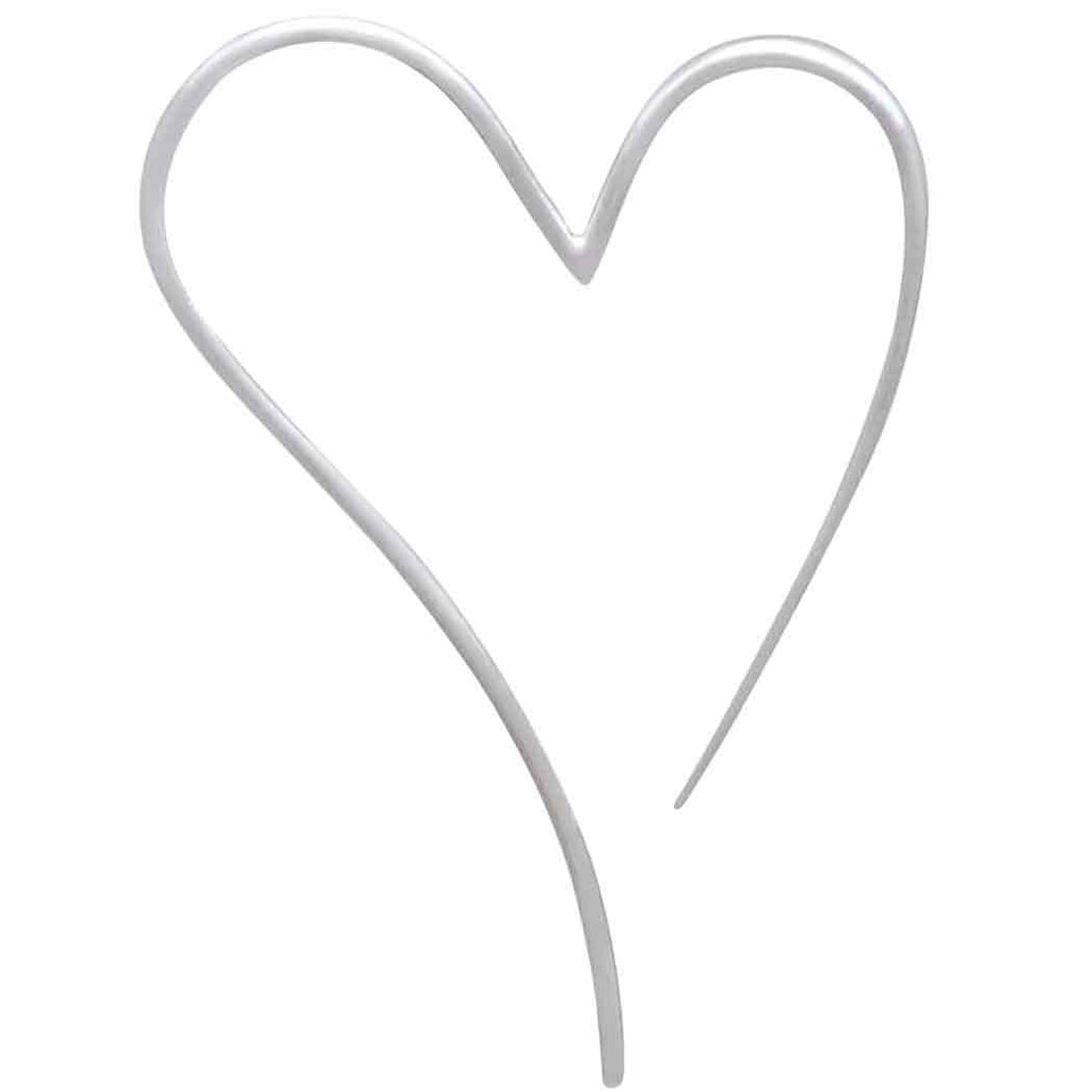 Boucles d'oreilles créoles cœur en fil d'argent sterling – 39x28mm