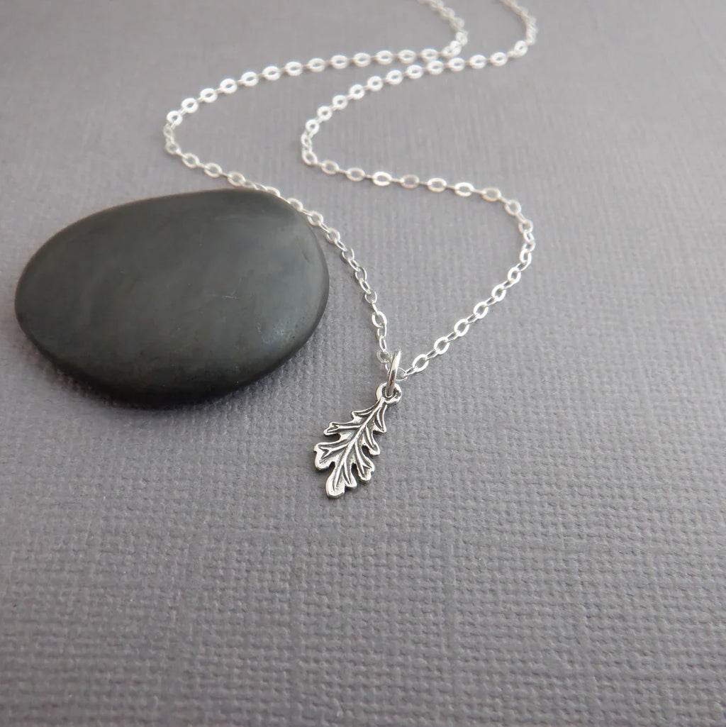Mini Oak Leaf Necklace – Sterling Silver Nature Charm on 18" Chain