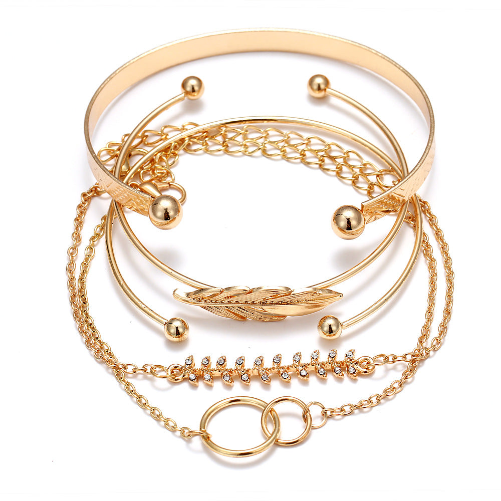 Lot de 5 bracelets de luxe modernes en or et cristal pour femmes, style punk bohème, cadeau de bijoux de plage