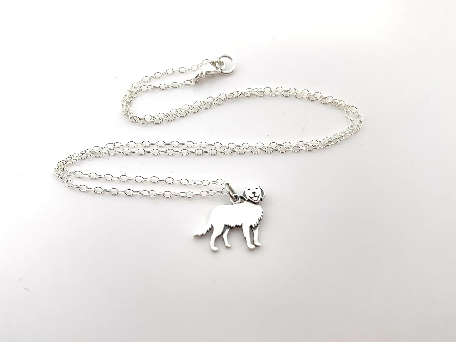 Golden Retriever Necklace – Sterling Silver, 18-Inch Chain