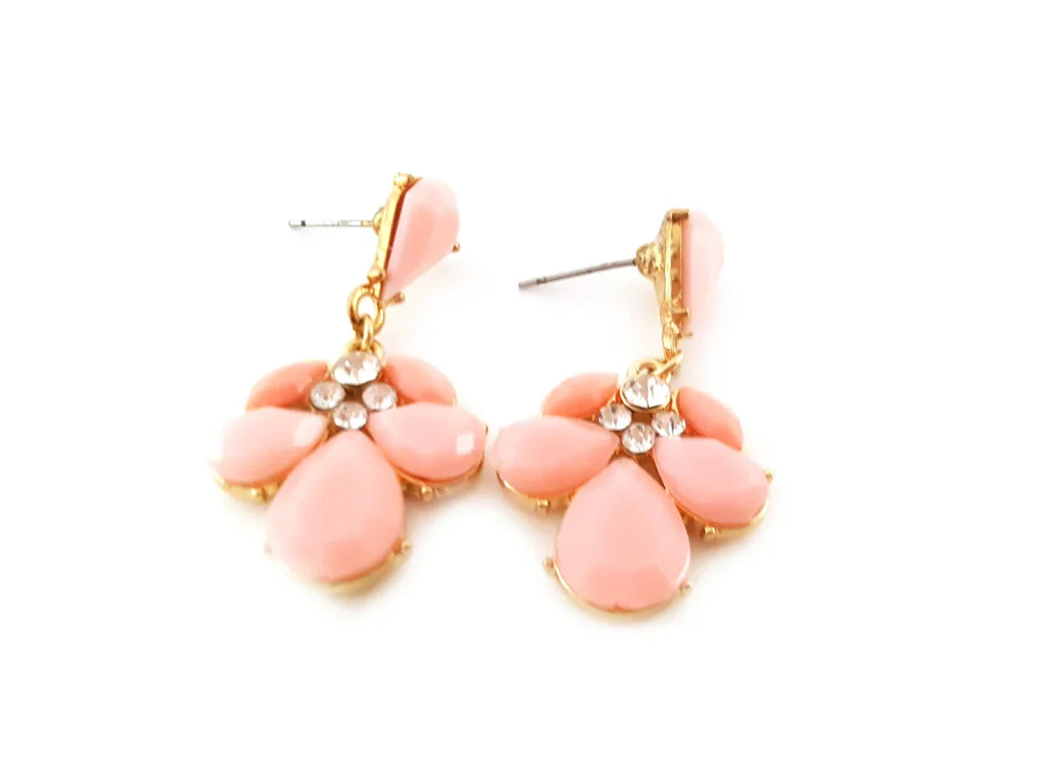 Sparkling Pink Drop Earrings - CZ Earrings