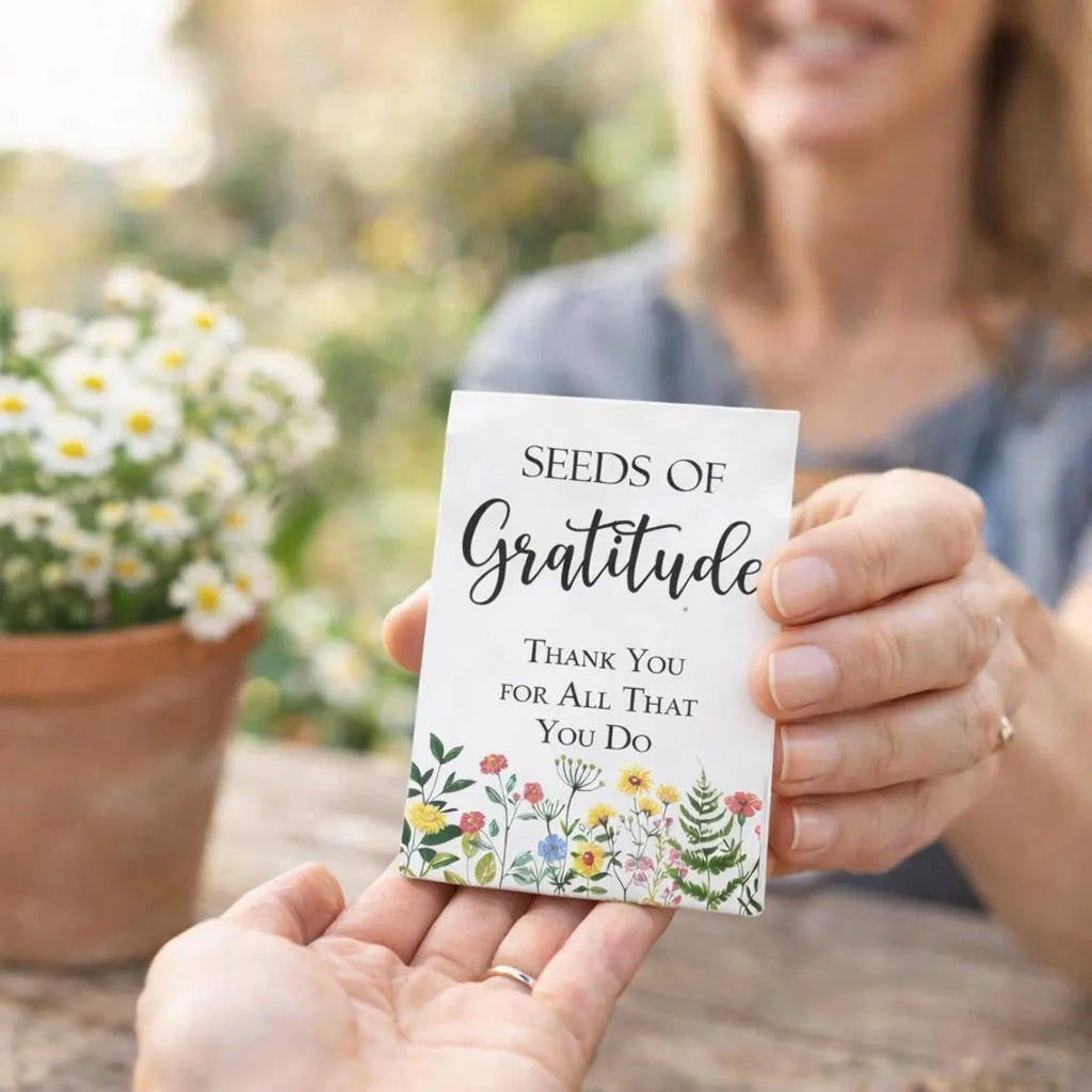 Sachets de graines de gratitude (lot de 25) • Sachets de graines « Merci » • Petits cadeaux de graines de fleurs sauvages