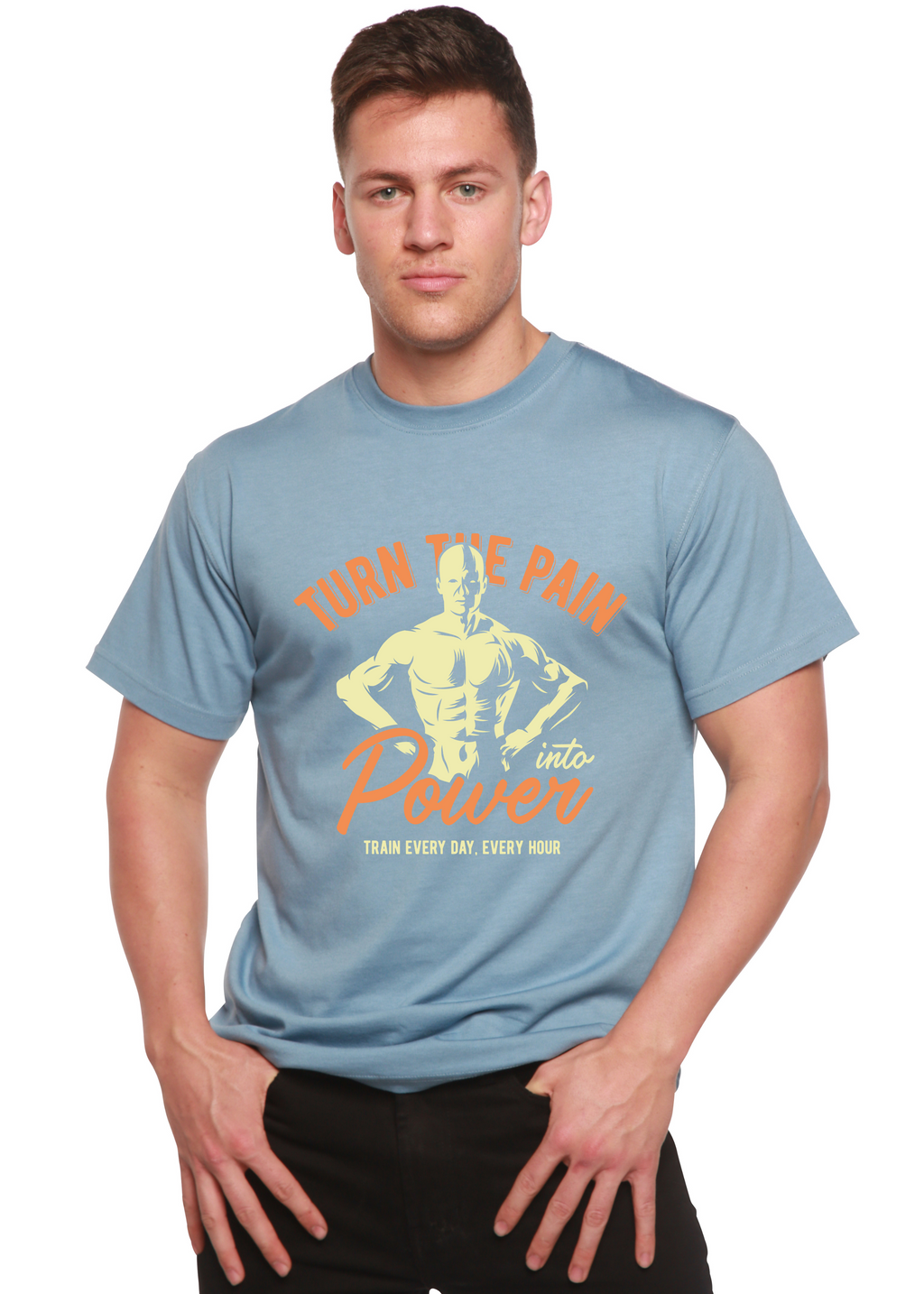 T-Shirt Graphique à Manches Courtes en Viscose de Bambou et Coton Biologique pour Homme "Turn The Pain"