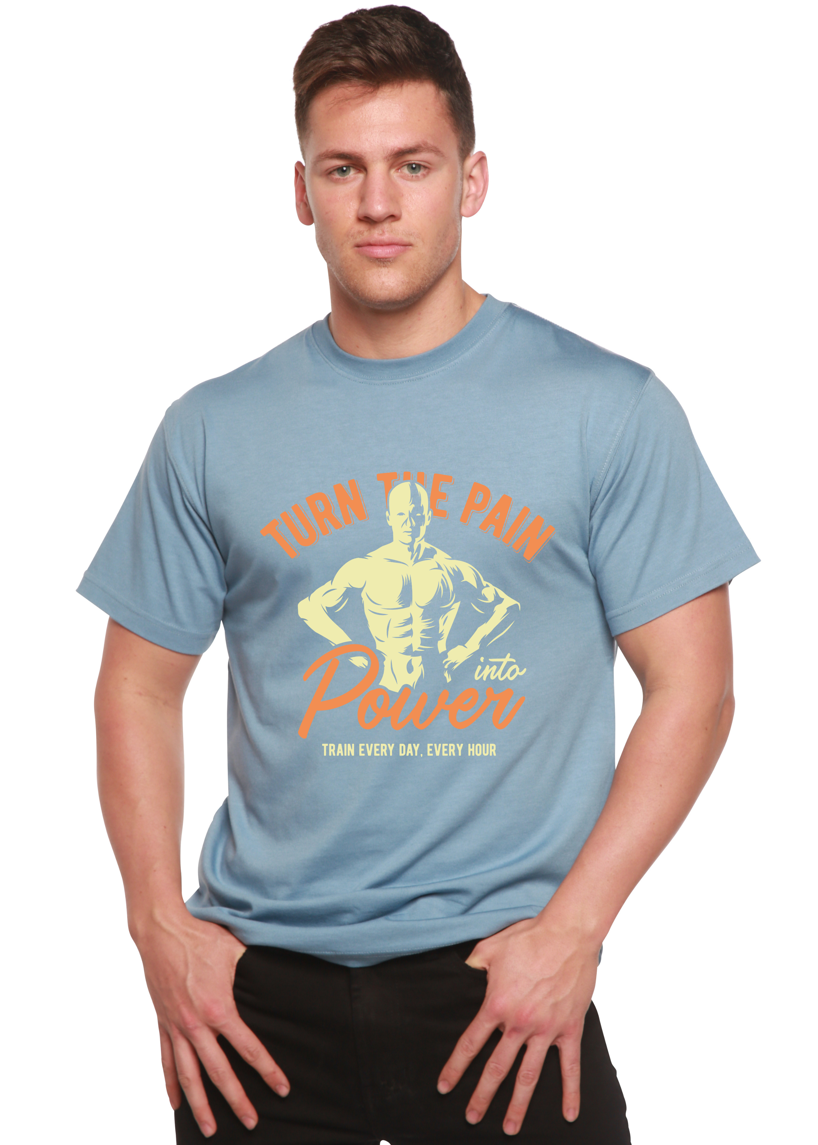 T-Shirt Graphique à Manches Courtes en Viscose de Bambou et Coton Biologique pour Homme "Turn The Pain"