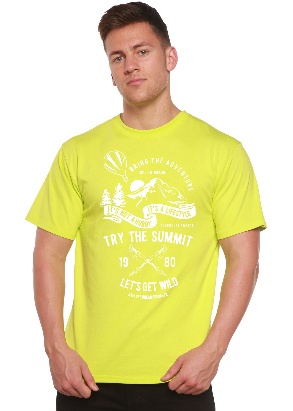 Essayez le T-shirt graphique à manches courtes en viscose de bambou/coton biologique Summit Spun Bamboo® pour homme