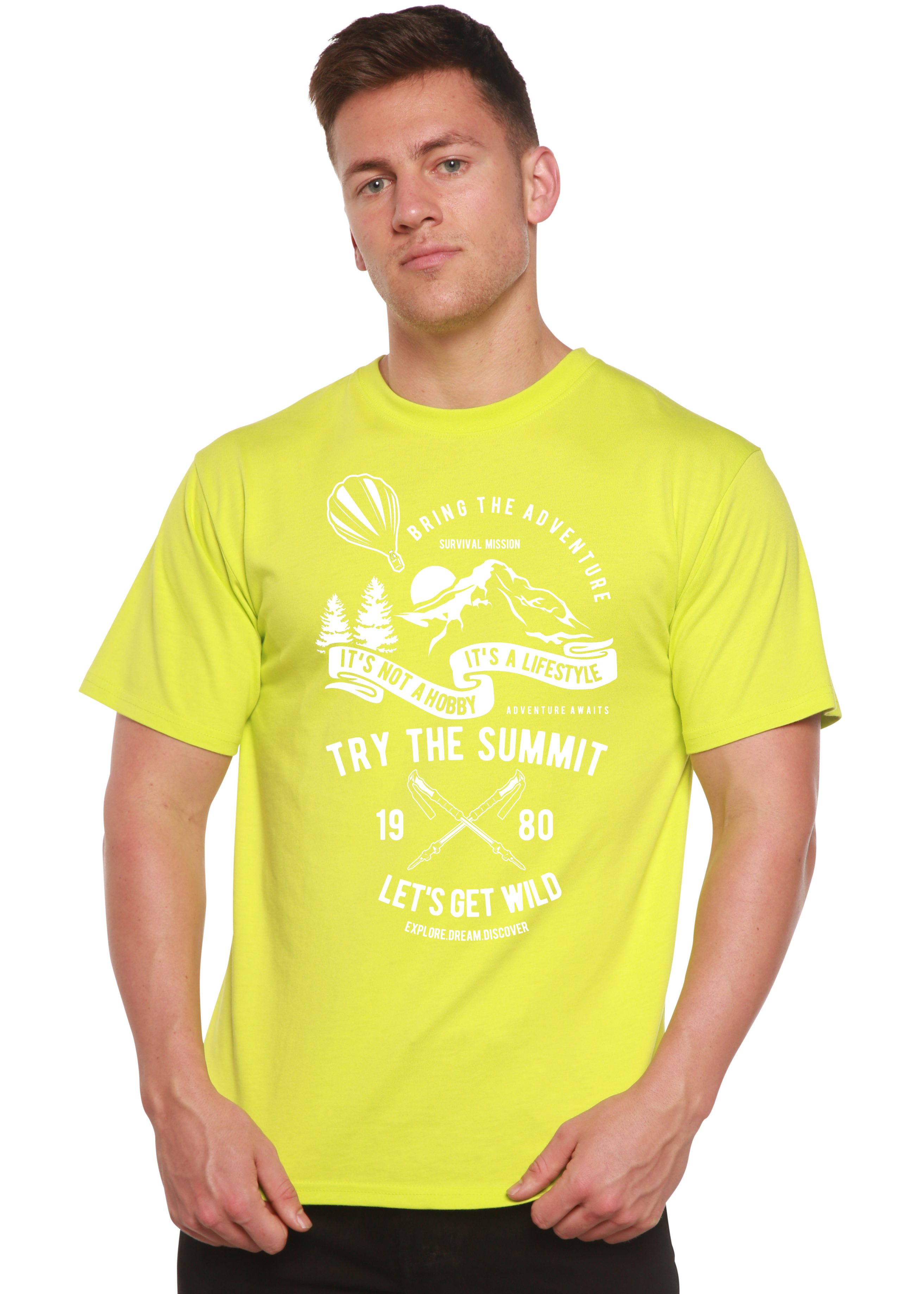 Essayez le T-shirt graphique à manches courtes en viscose de bambou/coton biologique Summit Spun Bamboo® pour homme