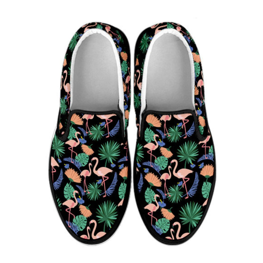 Mocassins fleuris exotiques flamant rose