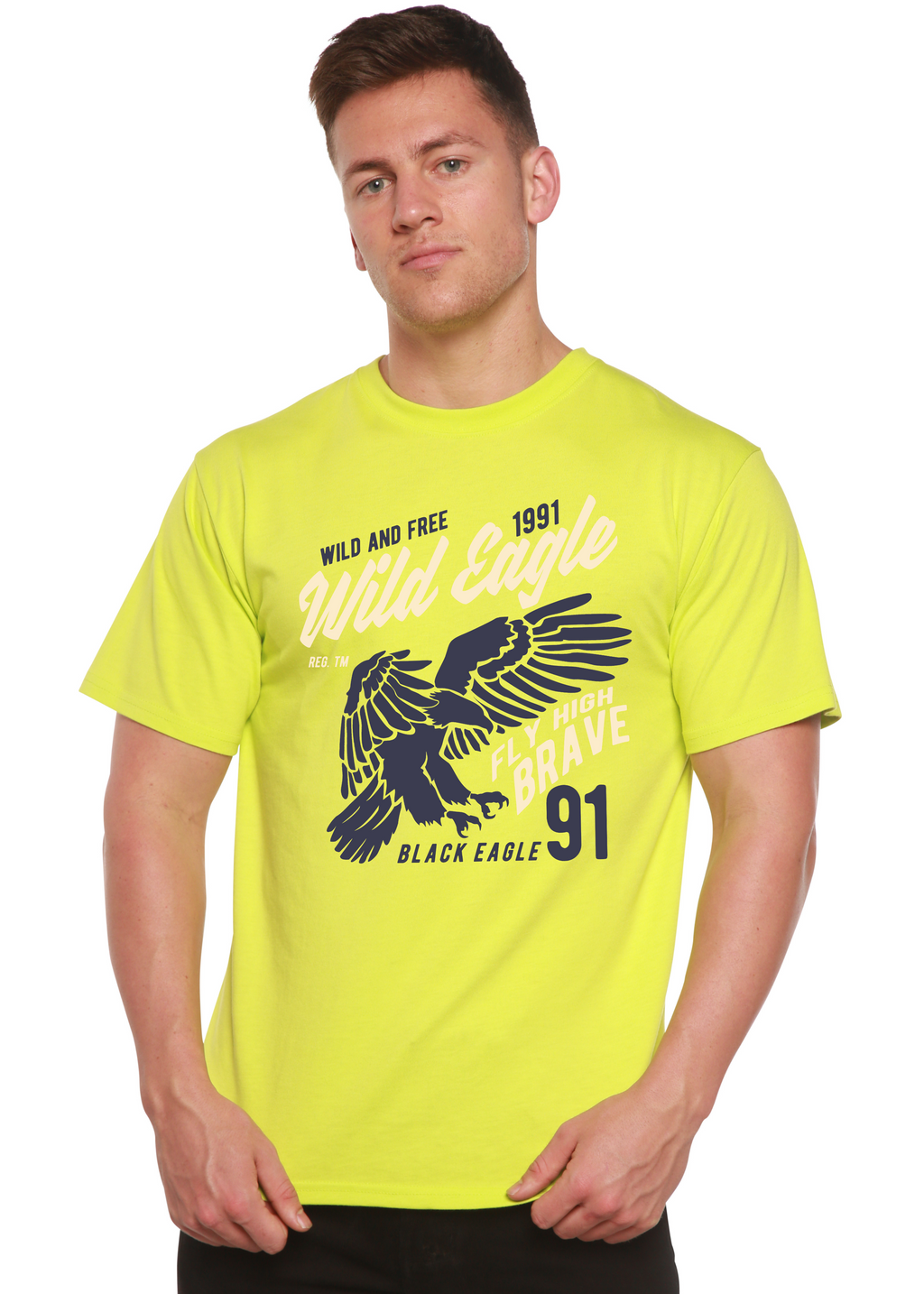 T-shirt graphique Wild Eagle Spun Bamboo® à manches courtes en viscose de bambou/coton biologique pour homme