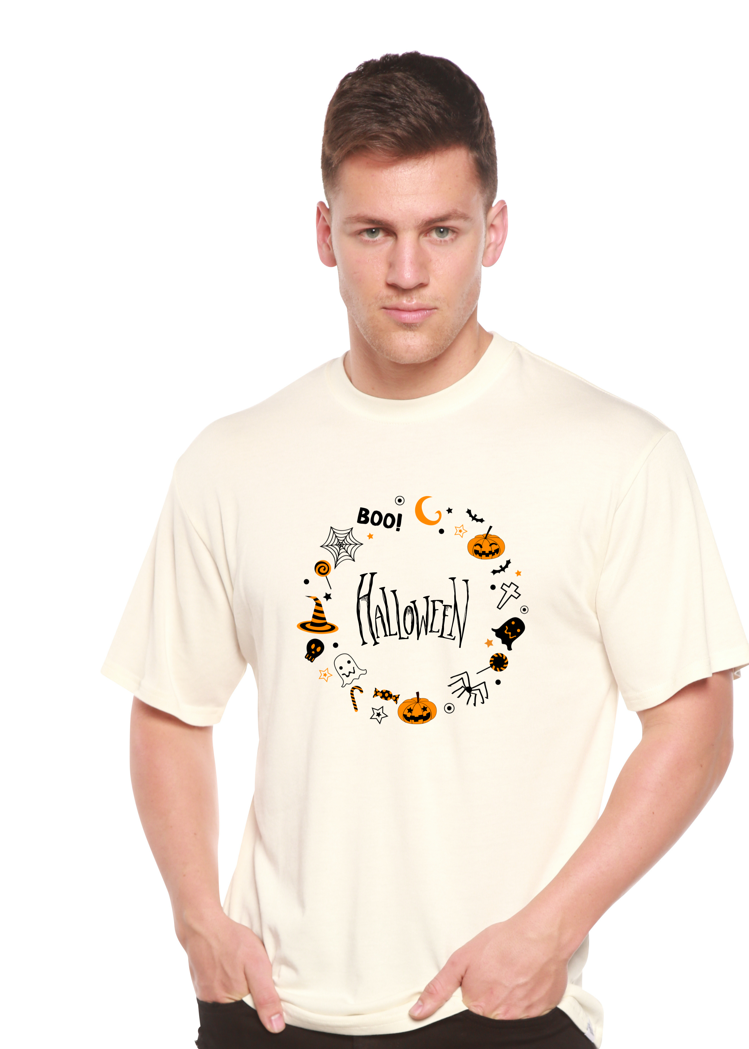 T-shirt graphique Bool Halloween à manches courtes en viscose de bambou et coton biologique pour homme