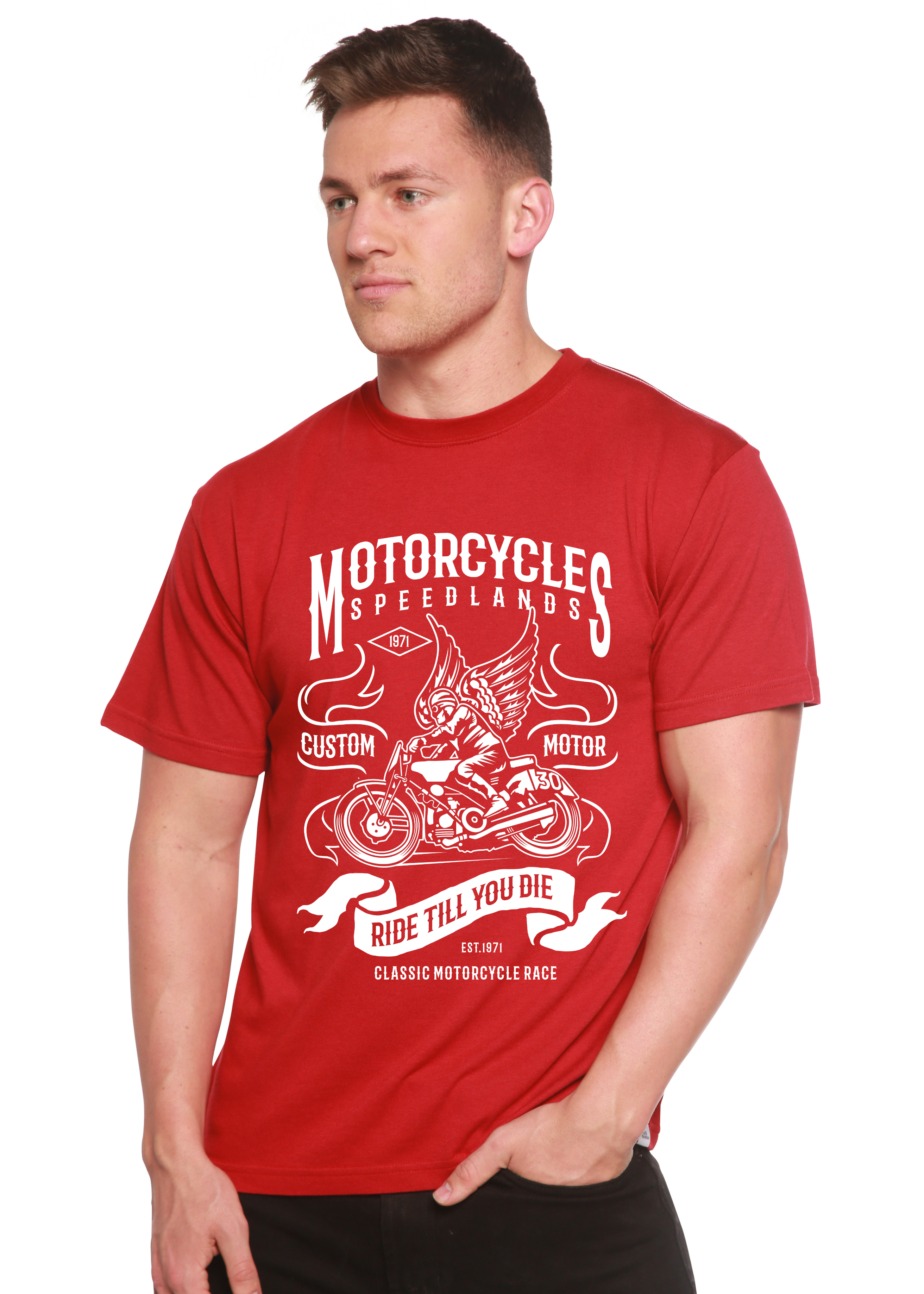 T-shirt graphique à manches courtes en viscose de bambou/coton biologique pour homme - Motos