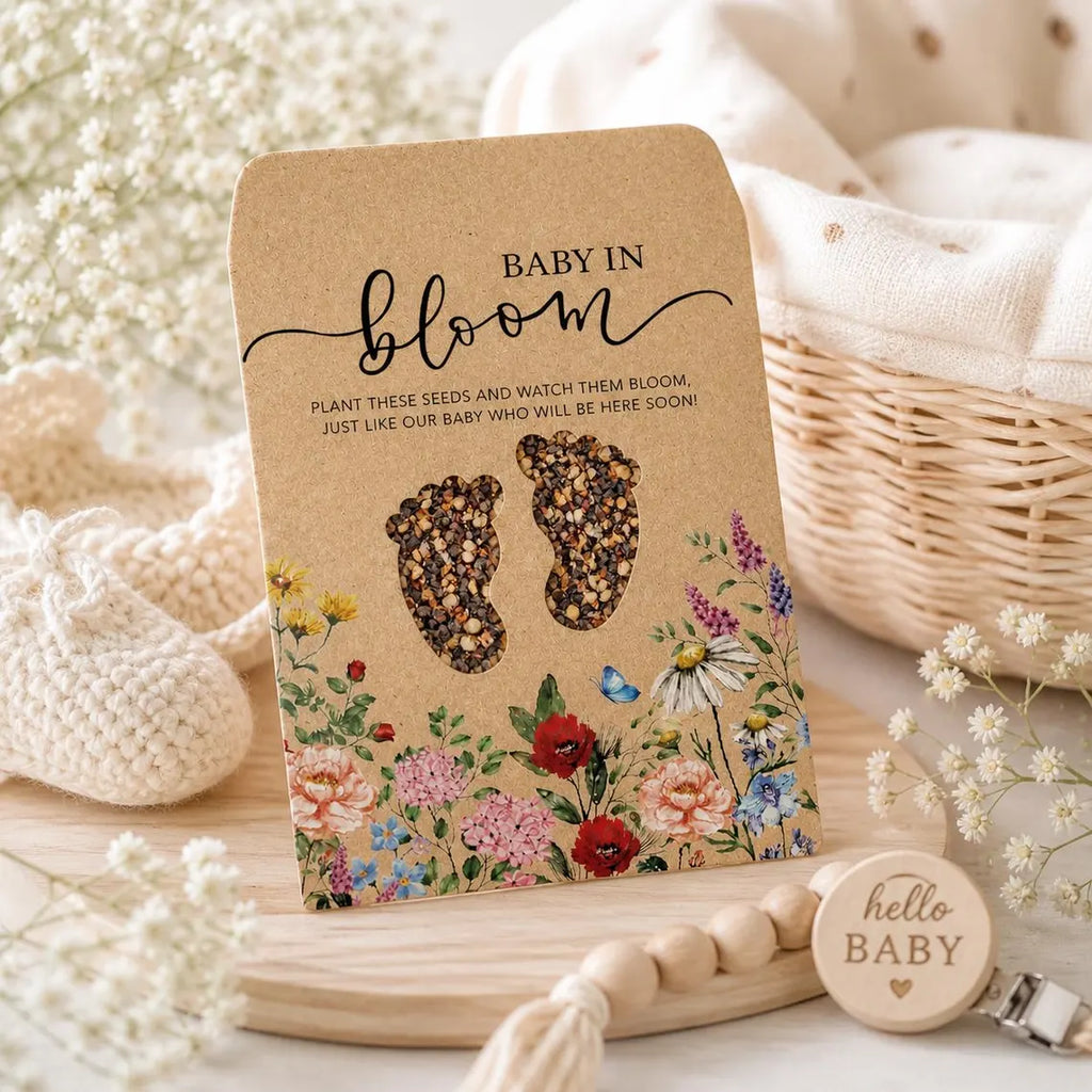 25 sachets de graines "Bébé en fleurs", cadeaux de naissance à planter (fleurs sauvages)
