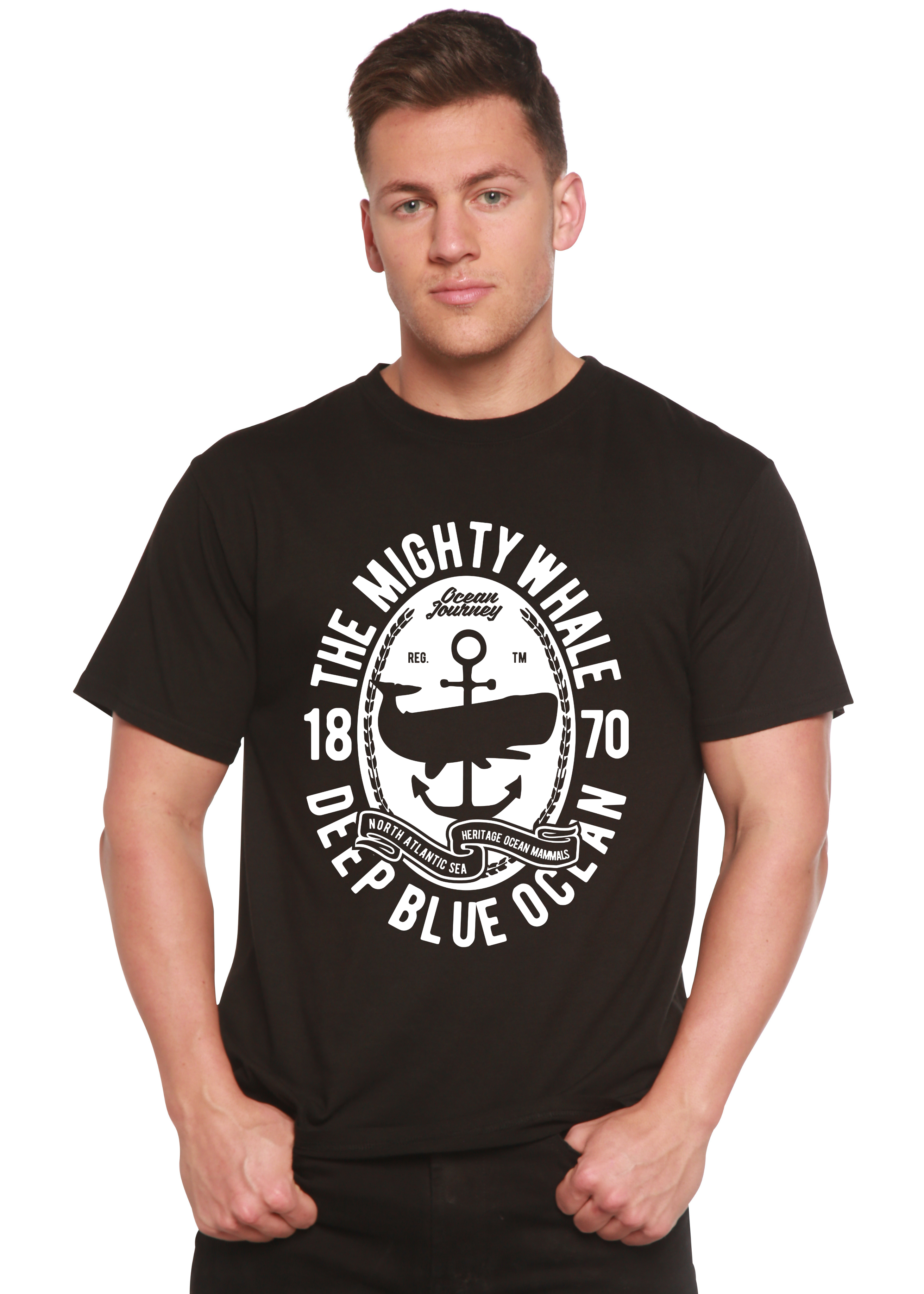T-shirt à manches courtes Mighty Spun Bamboo® en viscose de bambou/coton biologique pour homme avec motif