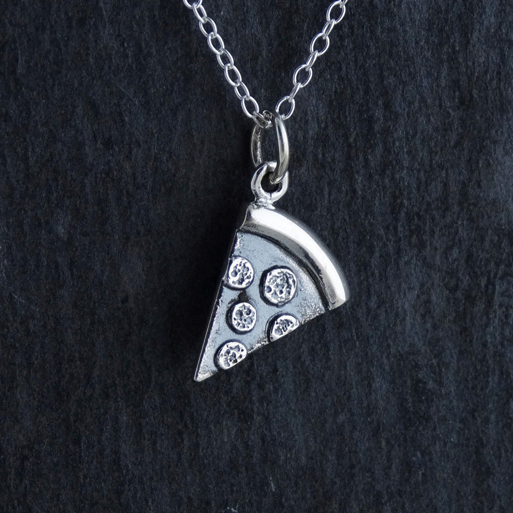 Tiny Pepperoni Pizza Necklace – 925 Sterling Silver Charm on 16" Chain