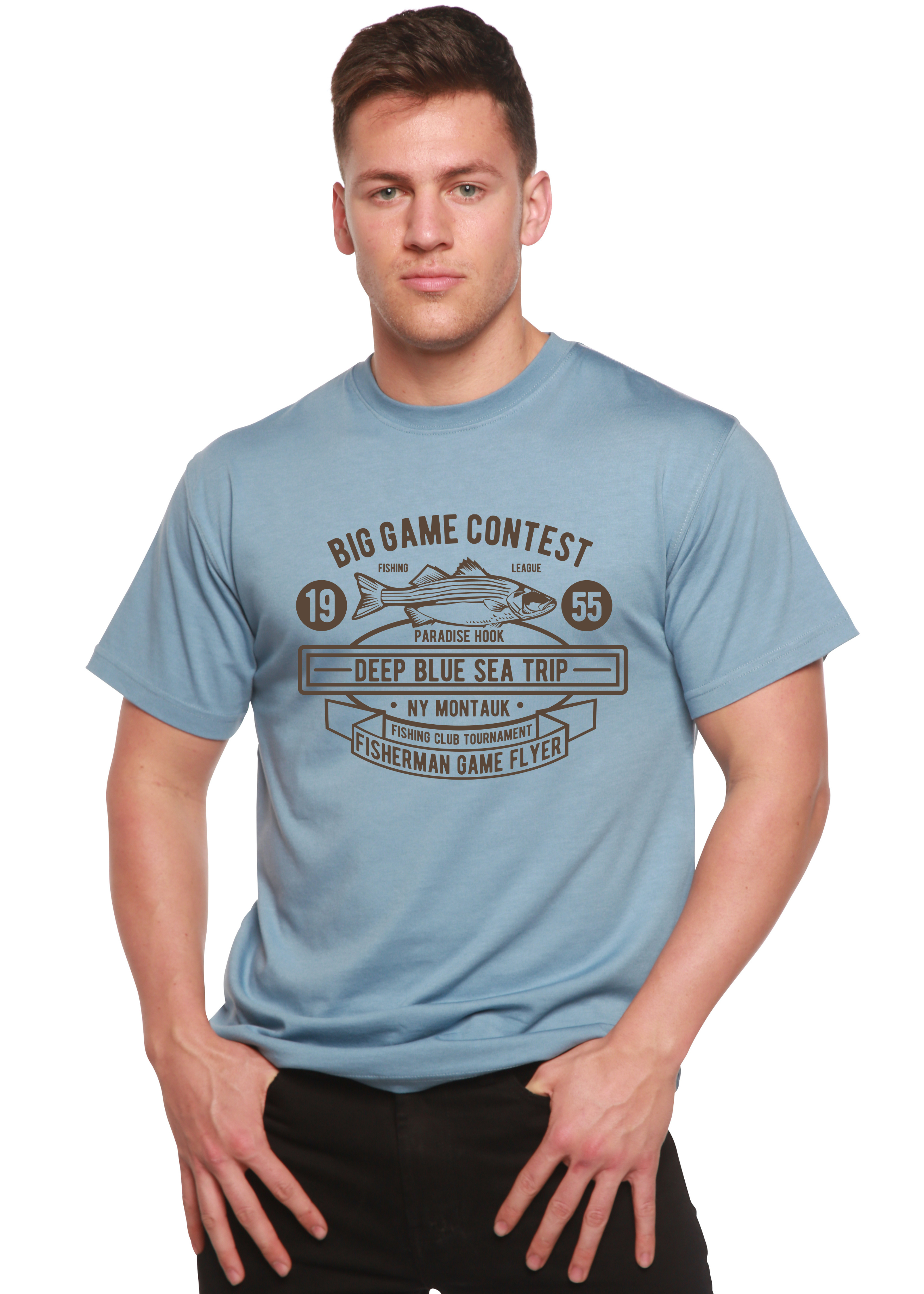 T-shirt à manches courtes avec motif imprimé en viscose de bambou et coton biologique pour homme - Concours Big Game